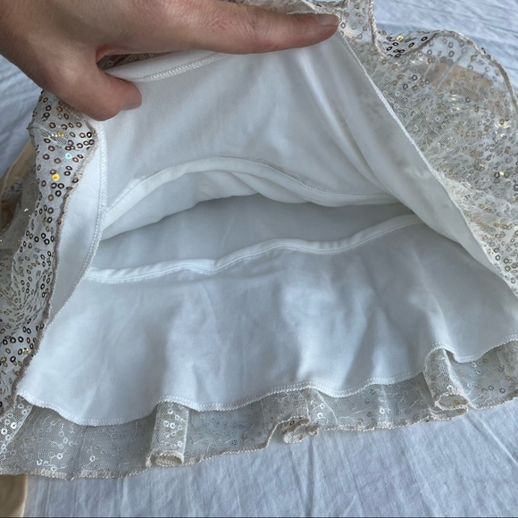 Speechless Champagne Colored Sleeveless Ruffled Sequined Dress - Size 12 - Picture 4 of 9